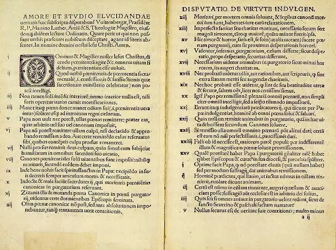 1517년 10월 31일 비텐베르크 대학 교회 정문에 게시된 95개 반박문