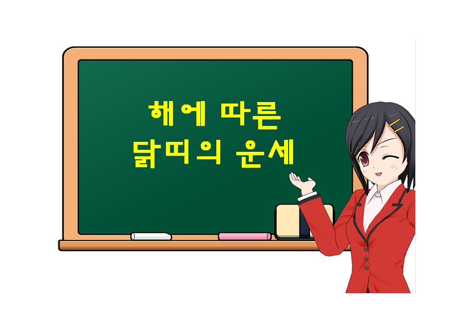 닭띠에게 좋은 해는? 용띠 해, 뱀띠 해, 닭띠 해, 개띠 해를 기다려보자.