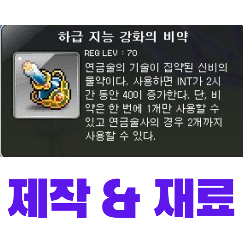  [메이플스토리] 하급 지능 강화의 비약 제작 (재료, 가격)