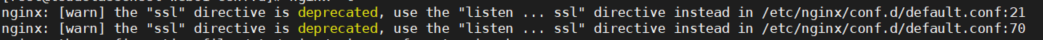 nginx: [warn] the "ssl" directive is deprecated, use the "listen ... ssl" directive instead in /etc/nginx/conf.d/default.conf: 오류 해결방법