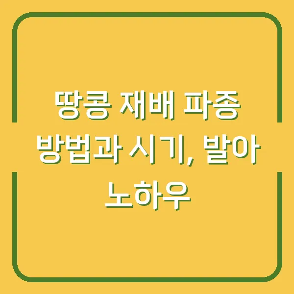 땅콩 재배 파종 방법과 시기, 발아 노하우