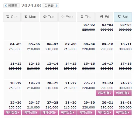 8월 23일 기준 예약: 스톤비치cc 1박 2일 골프 패키지 가격 및 날씨