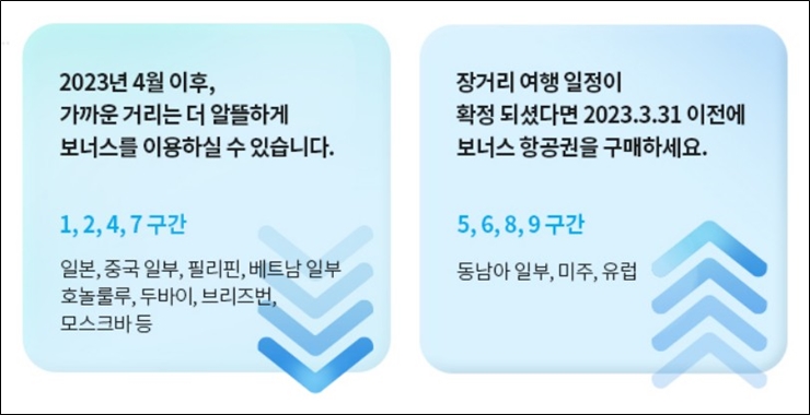 대한항공 마일리지 변경사항