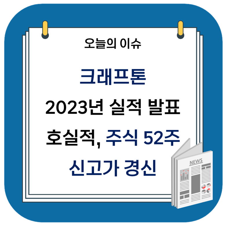  크래프톤 2023년 실적 발표, 호실적으로 주식 52주 신고가 경신
