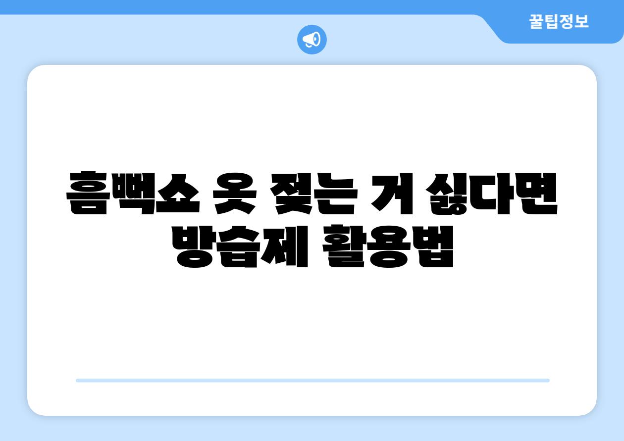 흠뻑쇼 옷 젖는 거 싫다면 방습제 활용법