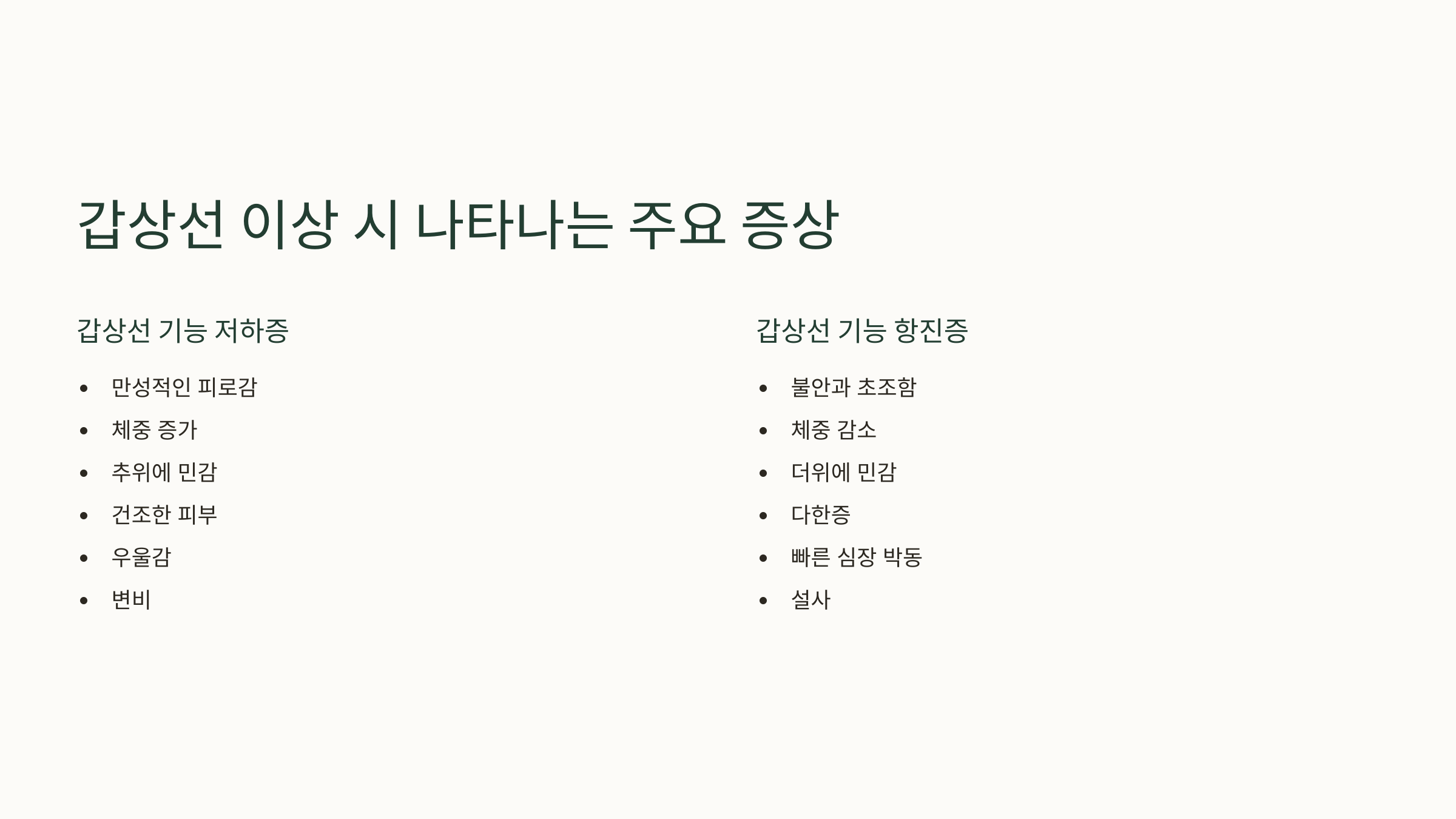 📍 갑상선 이상 시 나타나는 주요 증상