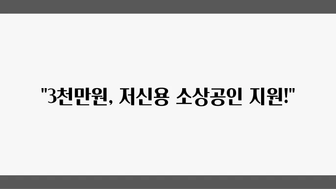 저신용 소상공인 정책자금 조건 최대 3천만원 지원 방법 정리