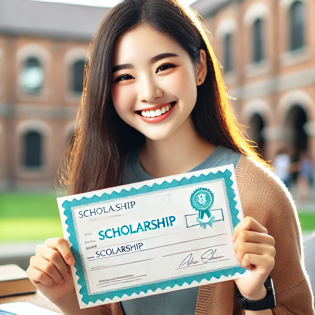 희망사다리 장학금 수혜자 - 장학금을 받고 환하게 웃는 대학생