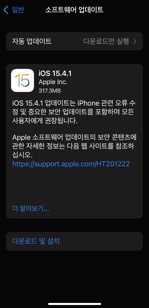 iOS-15.4.1-업데이트-화면