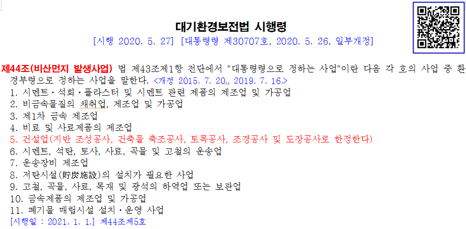 비산먼지 발생 사업 신고 철차 및 과태료 기준