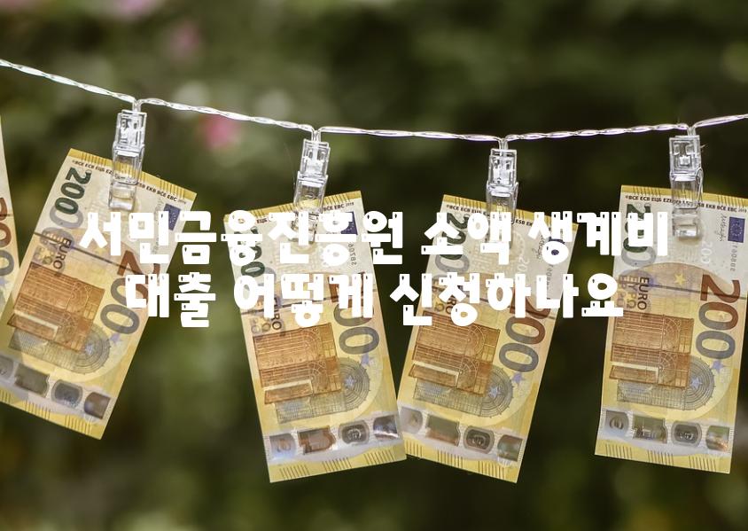 서민금융진흥원 소액 생계비 대출 어떻게 신청하나요