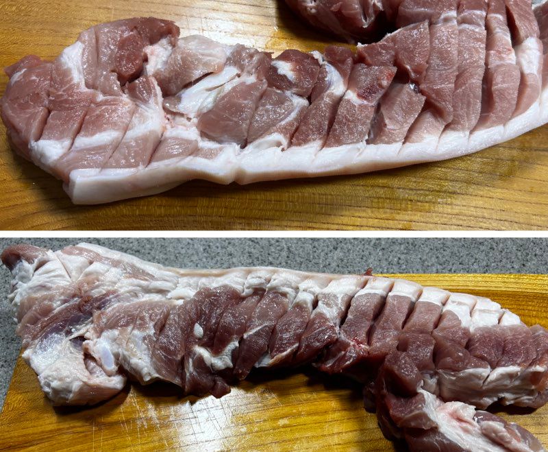 칼집을 깊게 내 줍니다.