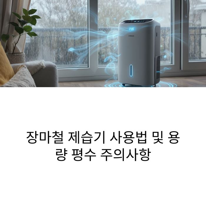 장마철 제습기 사용법 및 용량 평수 주의사항 요약 이미지