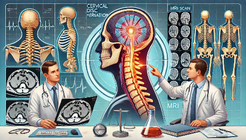 An image representing the diagnosis of cervical disc herniation