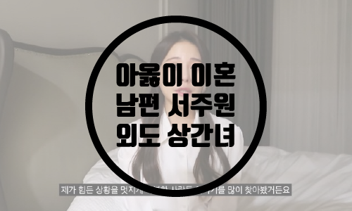  아옳이 서주원과 이혼절차/남편 서주원 소송/아옳이 유튜브 심경고백