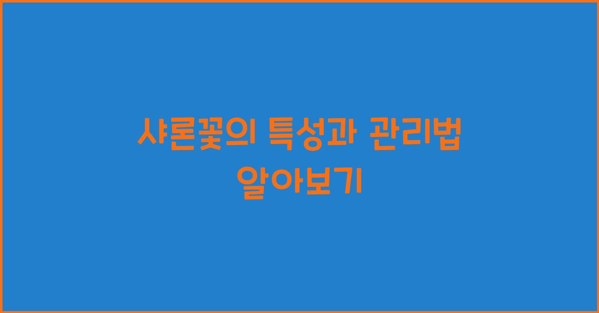 샤론꽃의 특성과 관리법