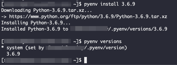 6. pyenv 3.6.9 설치 확인