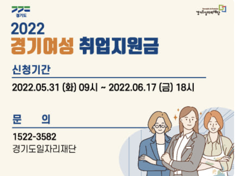  경기 여성 취업 지원금 신청, 자격, 신청방법, 서류, 발표일