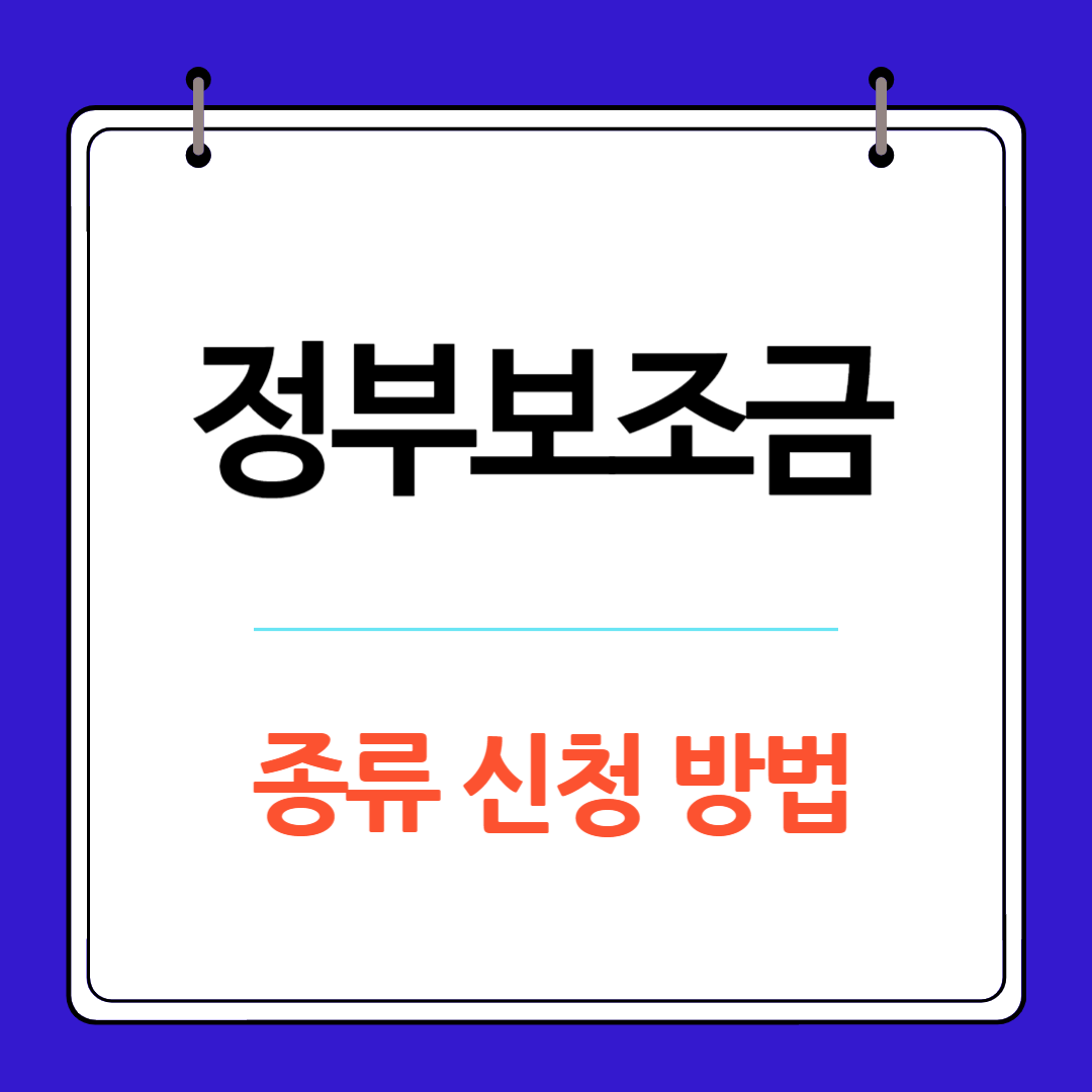 정부 보조금 종류 신청 방법