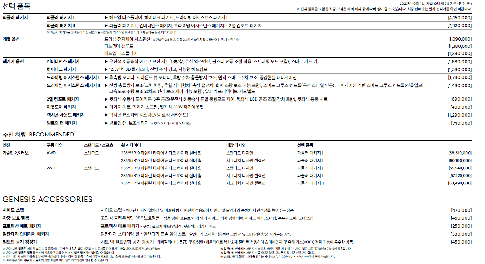 2024 gv70 옵션