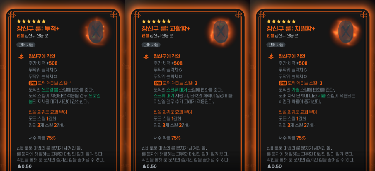 2차 도적 룬 세팅 예시