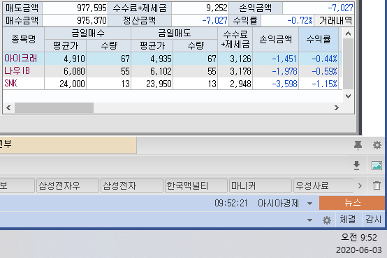  2020-06-03 주식 자동 매매 프로그램 거래내역