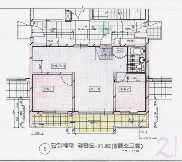 부산율리마을주공아파트 51B 평면도