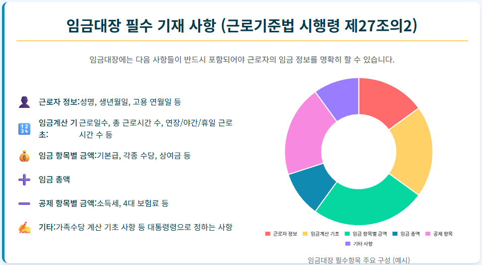 임금대장 필수 기재 사항 인포그래픽