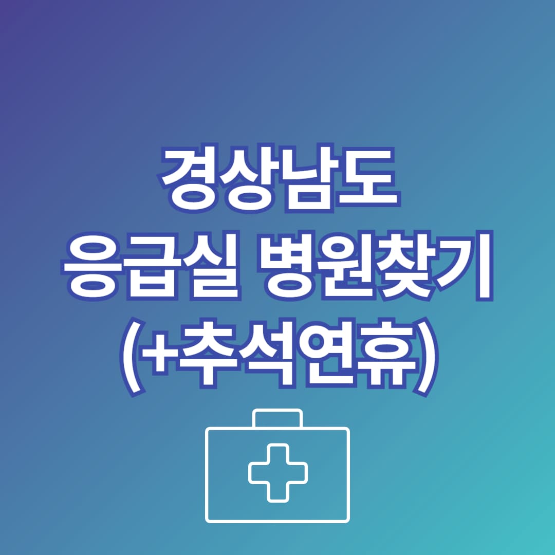 경남 추석 응급실 병원 문 연 곳 찾는 방법