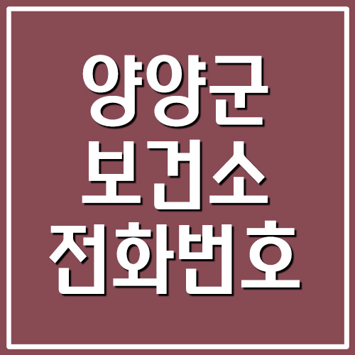  양양군 보건소 전화번호 진료시간 정보
