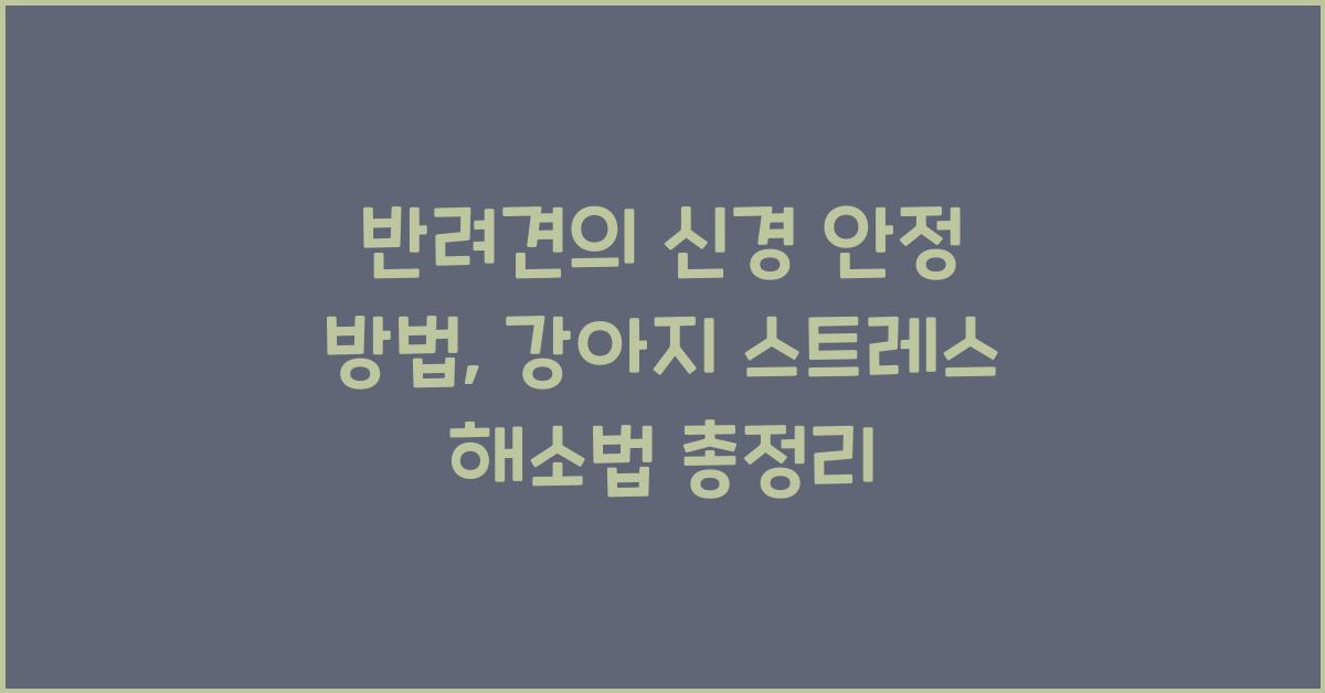 반려견의 신경 안정 방법, 강아지 스트레스 해소법 총정리