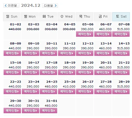포라이즌cc 1박 2일 골프 패키지 가격 및 날씨 (12월 5일)