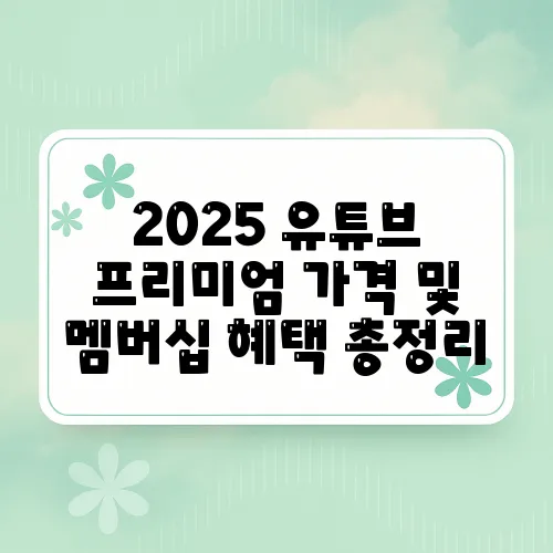 2025 유튜브 프리미엄 가격 및 멤버십 혜택 총정리