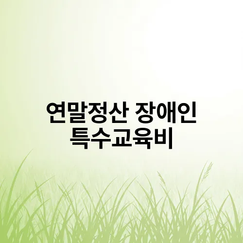 연말정산 장애인 특수교육비