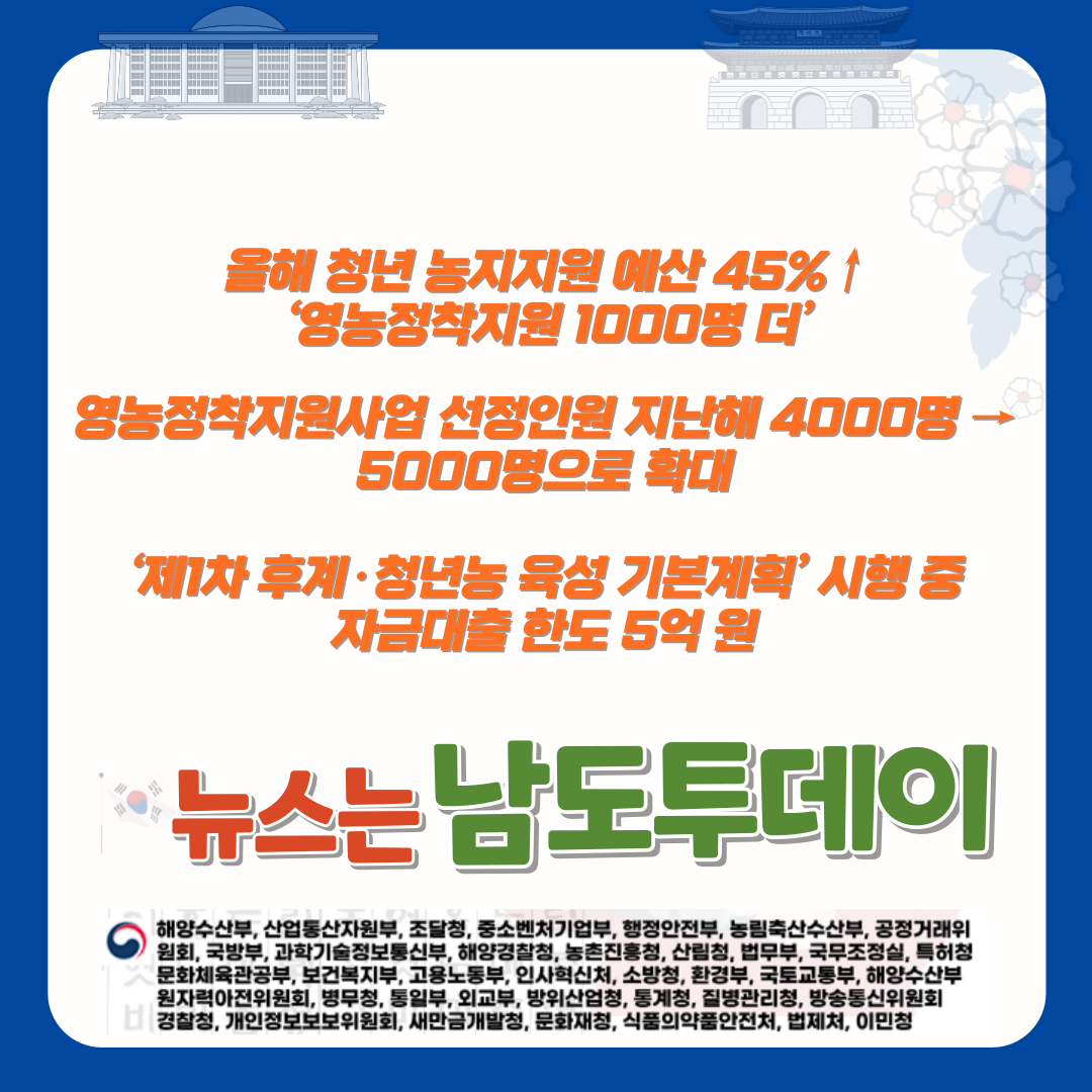  청년 영농 창업자에게 희망을! 농림축산식품부의 새로운 정책-남도투데이
