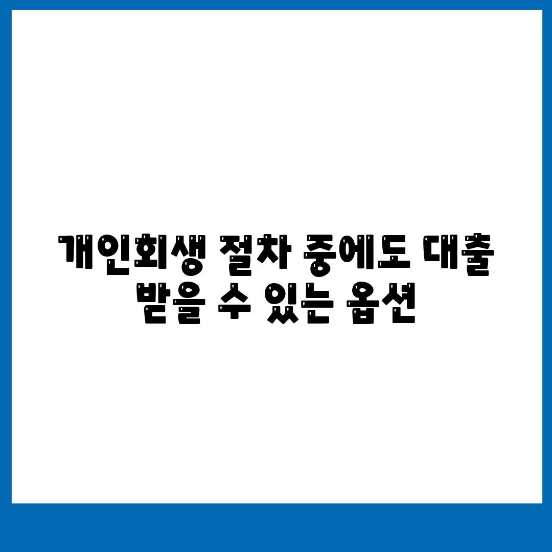 개인회생 절차 중에도 대출 받을 수 있는 옵션