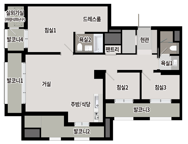 김해 구산 푸르지오 파르테르 84D