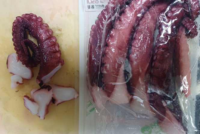 간편하게 즐기는 데친문어 자르기