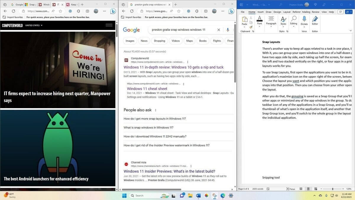 윈도우 11의 스냅 레이아웃(Snap Layouts) 기능은 멀티태스킹을 보다 효율적으로 관리하고자 하는 사용자들에게 유용한 기능입니다. 이 기능을 사용하면 한 업무와 관련된 여러 앱을 한 곳에서 보고 조작할 수 있으며, 업무 효율성을 크게 향상시킬 수 있습니다.