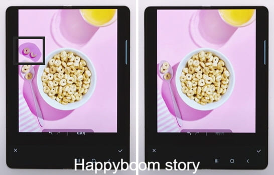 Galaxy-Z-Fold-3의-AI-지우개-기능을-적용하여-사진-속-개체를-지우기-전과-후의-모습