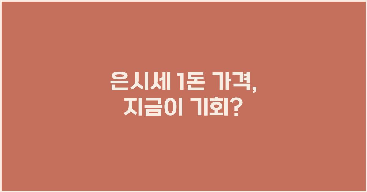 은시세 1돈 가격 (은 한돈 가격)