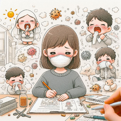 알레르기나, 면역력저하, 미세먼지 등으로 비염이 발생해 고생하는 어린이