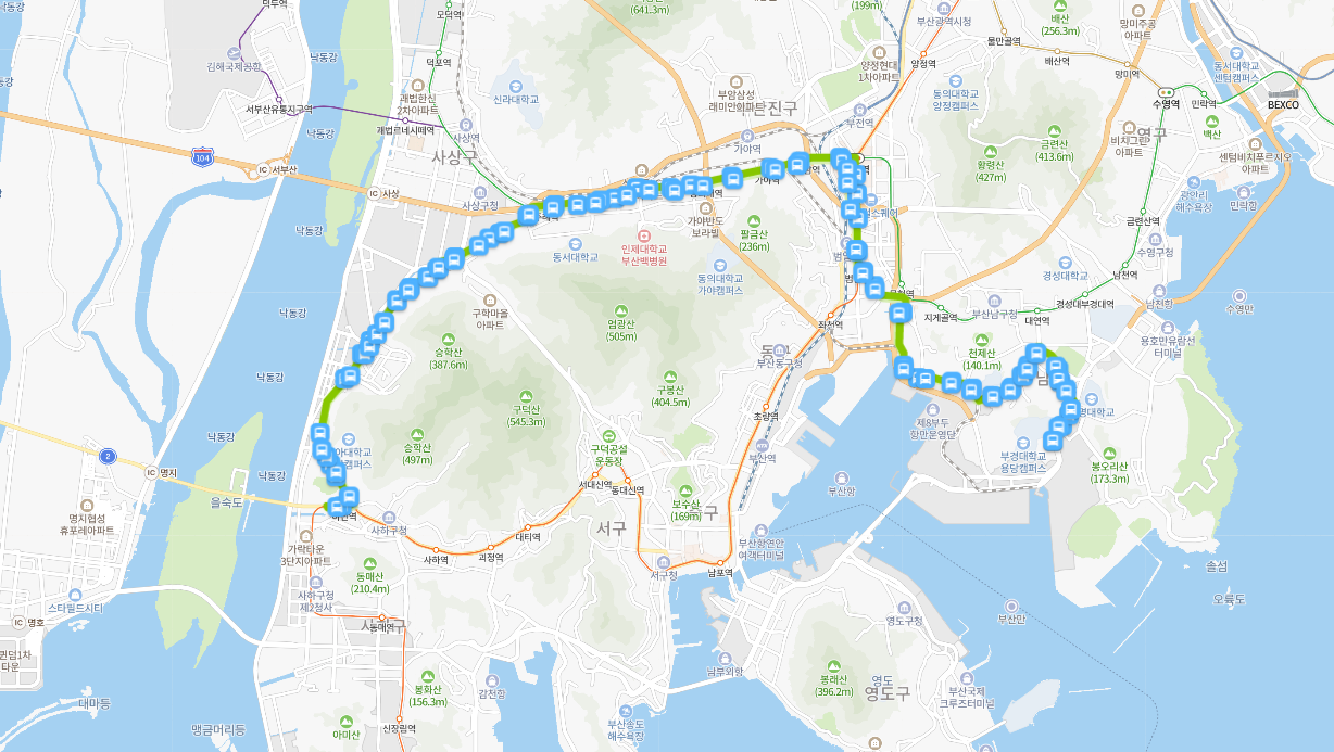 [시내]부산 68번 버스 노선 정보 : 용당동, 부경대, 서면역, 개금, 동아대