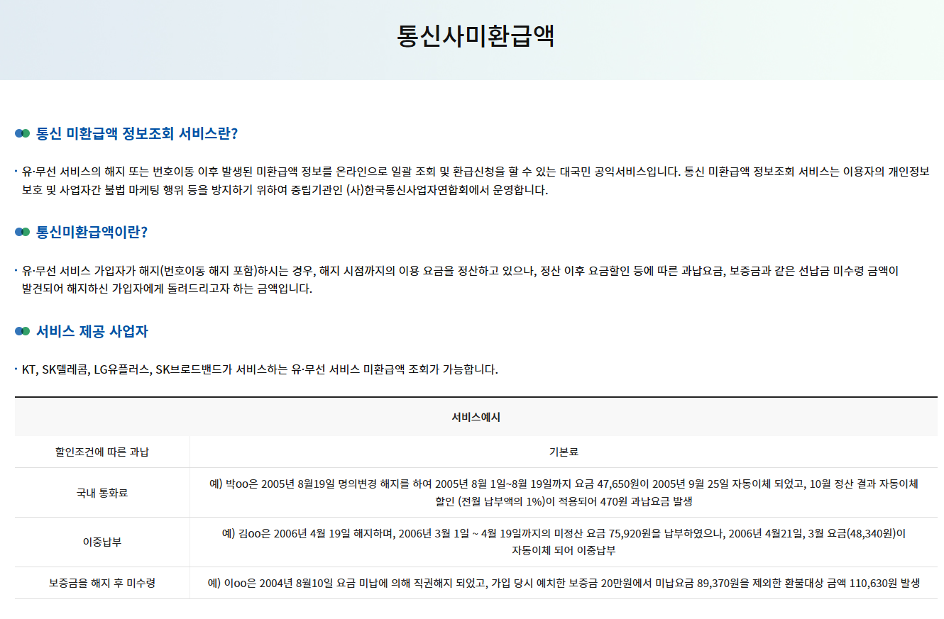 통신비 미환급금 대상