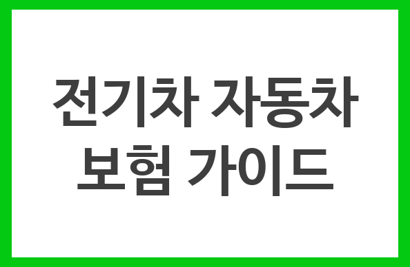 전기자동차 보험 가이드