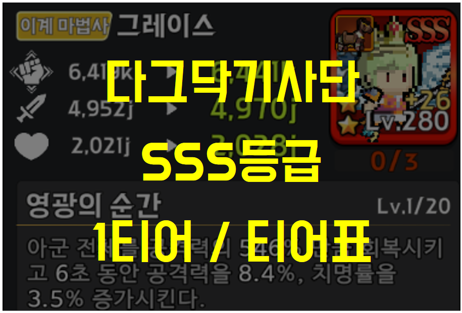  다그닥 기사단 병사 1티어 추천은? SSS등급 티어표 정리 (보병 / 궁병 / 마법사)
