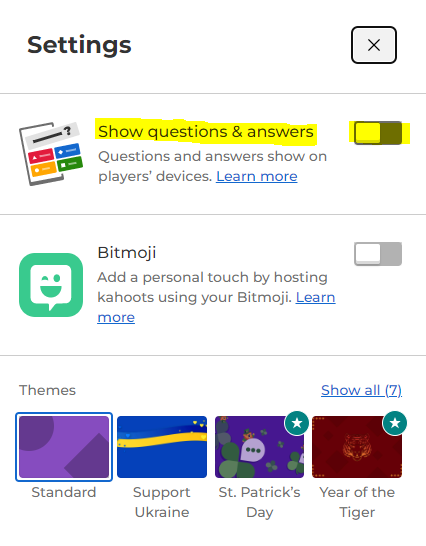 원격 수업에서 사용하고자 할 때는 반드시 학생들에게 문제가 보여질 수 있도록 해야한다.