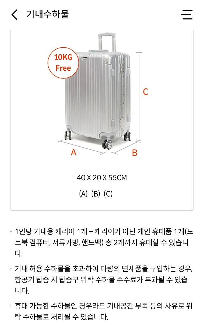제주항공 기내 수하물 규정
