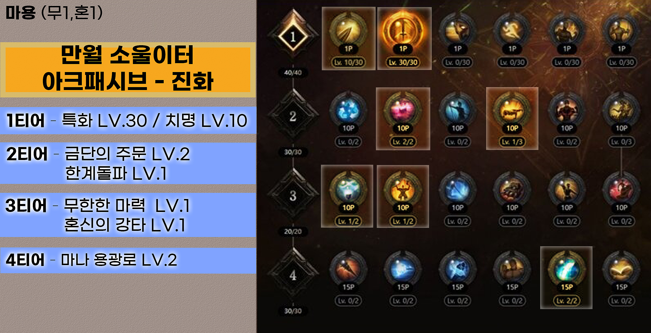 로스트아크 만월 소울이터 진화 아크패시브 추천