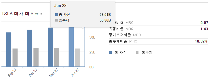 테슬라 부채 비율 표